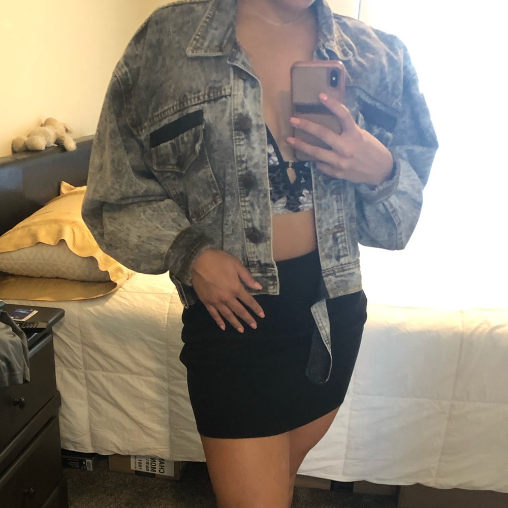 Black velvet mini skirt